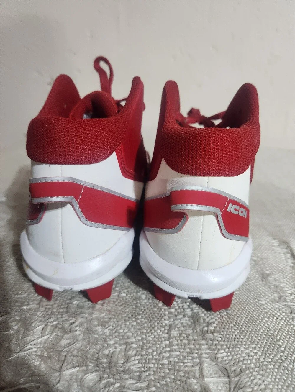 adidas Mens Red Athletic High-Top Sneakers with White Stripes